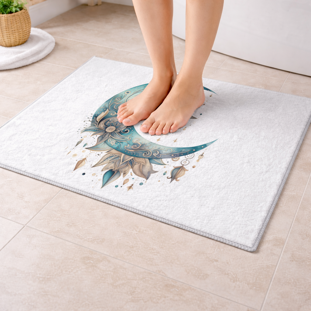 Boho Celestial Sun and Moon Bath Mat