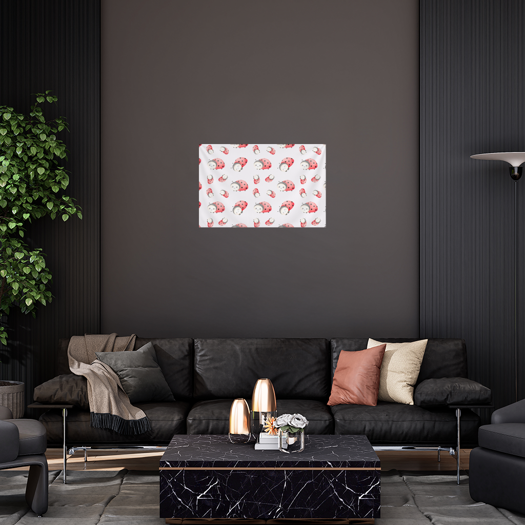 Cute Kawaii Ladybug Pattern Wall Tapestry
