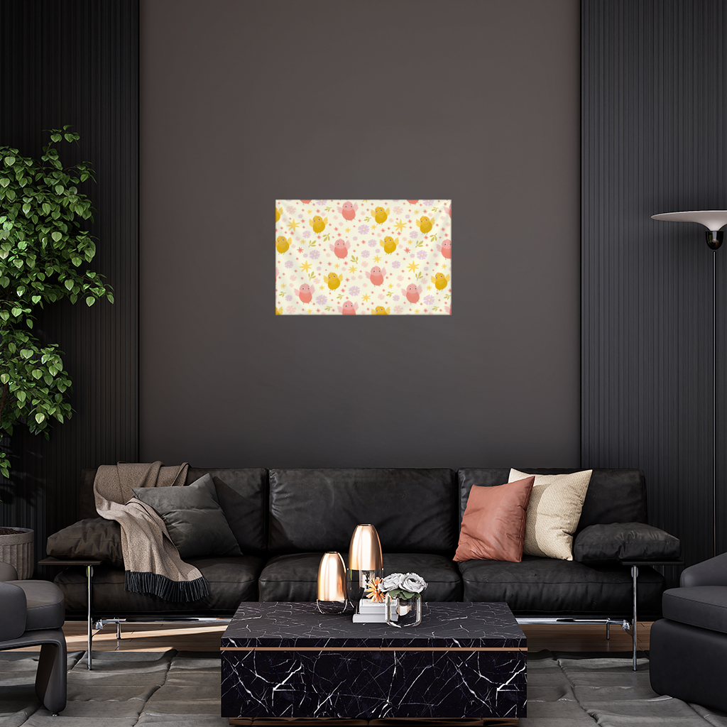 Cute Birds and Floral Pastel Spring Pattern Illustration Wall Tapestry