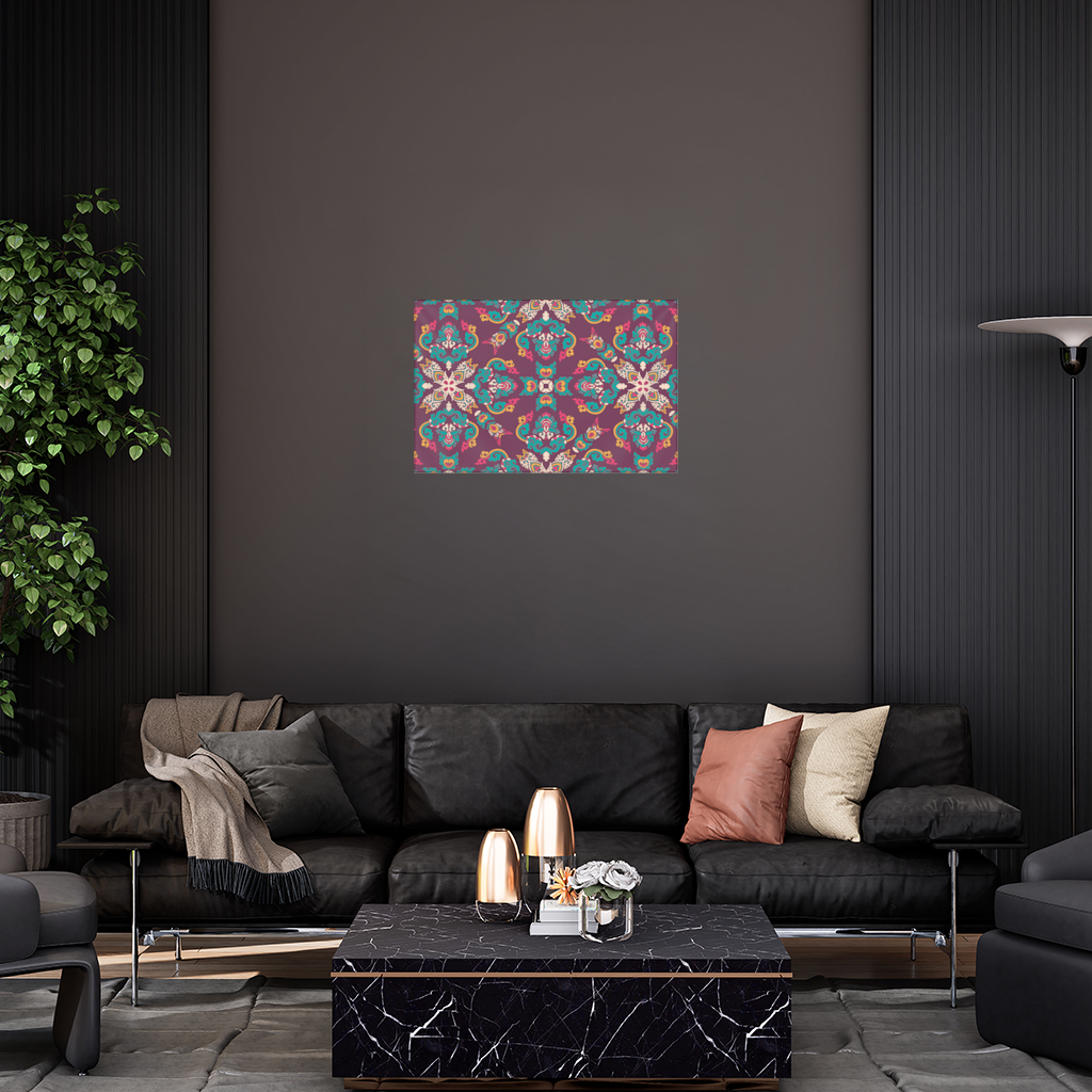 Otantik Osmanlı Motifli Renkli Mandala Deseni Duvar Örtüsü