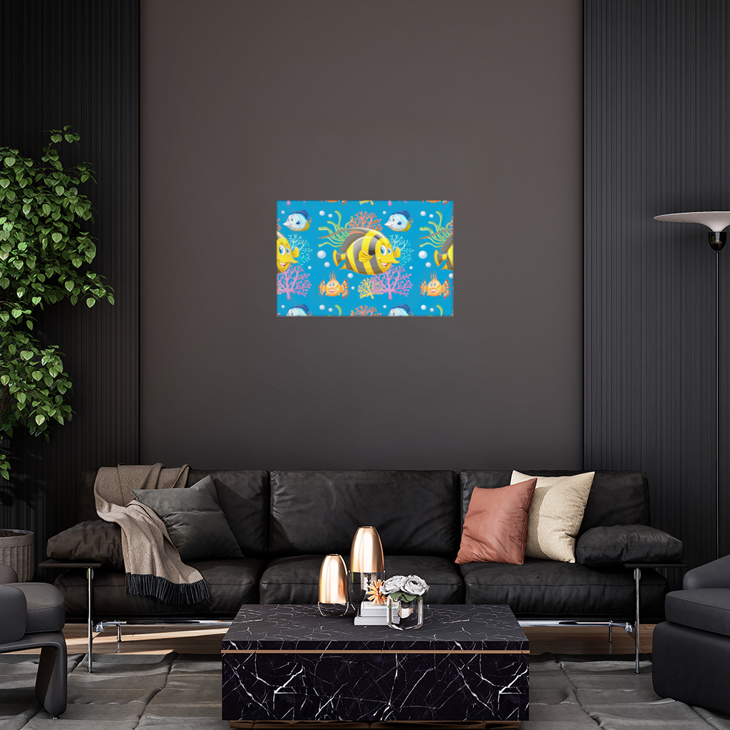 Colorful Tropical Fish and Coral Reef Pattern Wall Tapestry