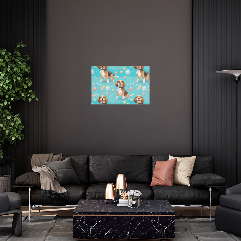 Cute Beagle Dog and Colorful Balloons Seamless Pattern Wall Tapestry