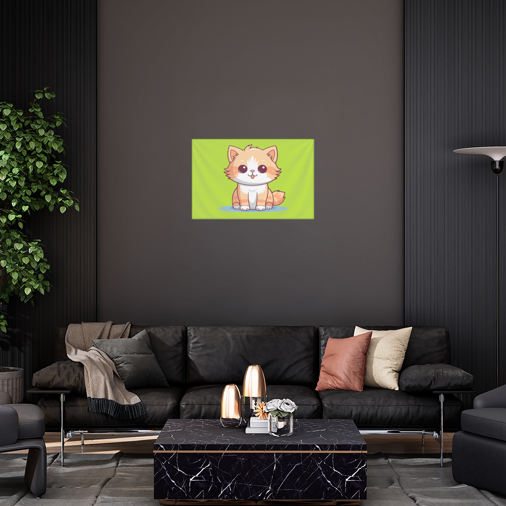 Cute Orange Cat Illustration Wall Tapestry