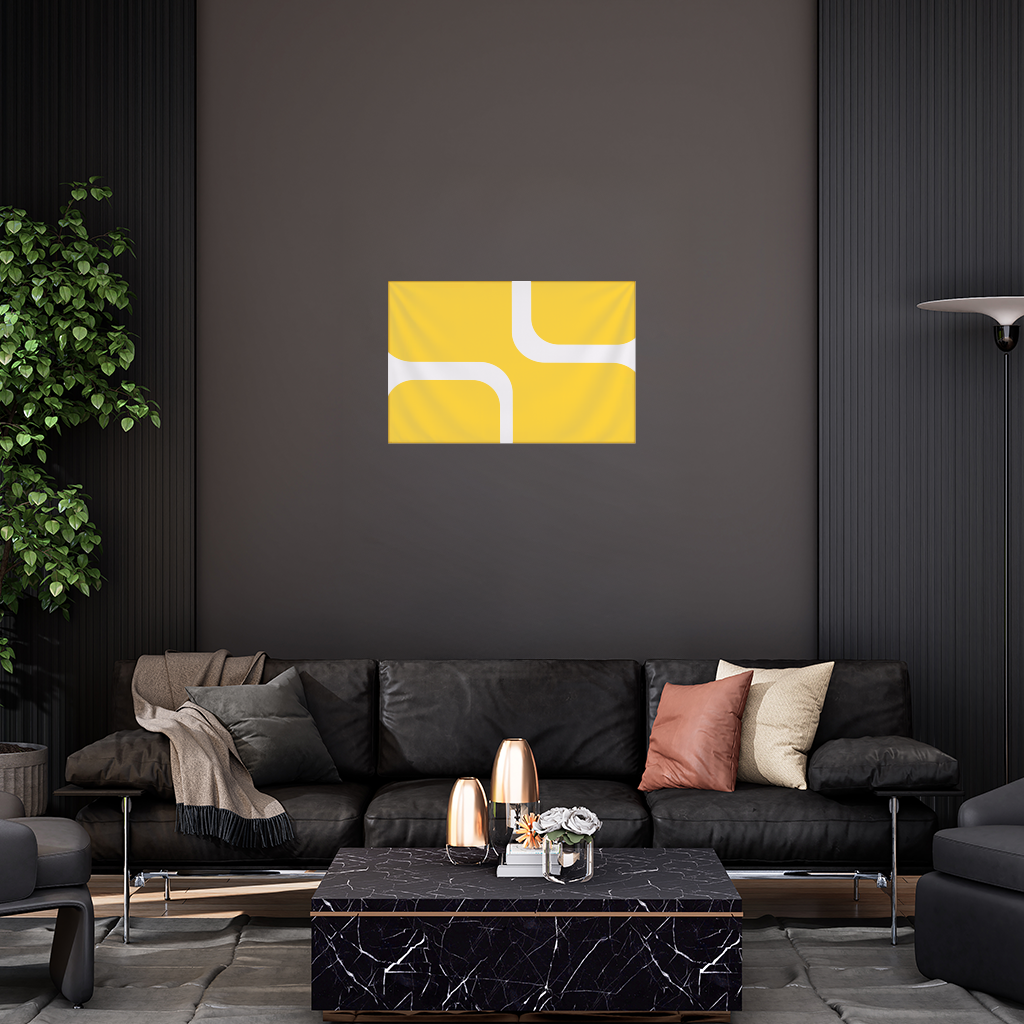 Yellow Geometric Labyrinth and Modern Abstract Pattern Wall Tapestry