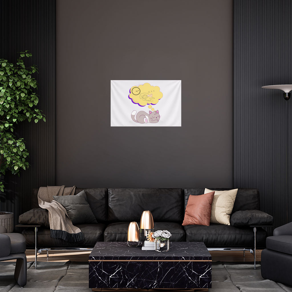 Cat Planning a 4 AM Zoomies Illustration Wall Tapestry