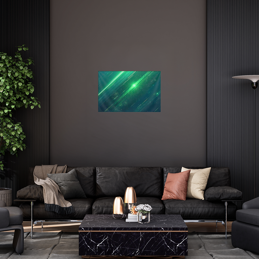 Green bright strips on black background. Wall Tapestry
