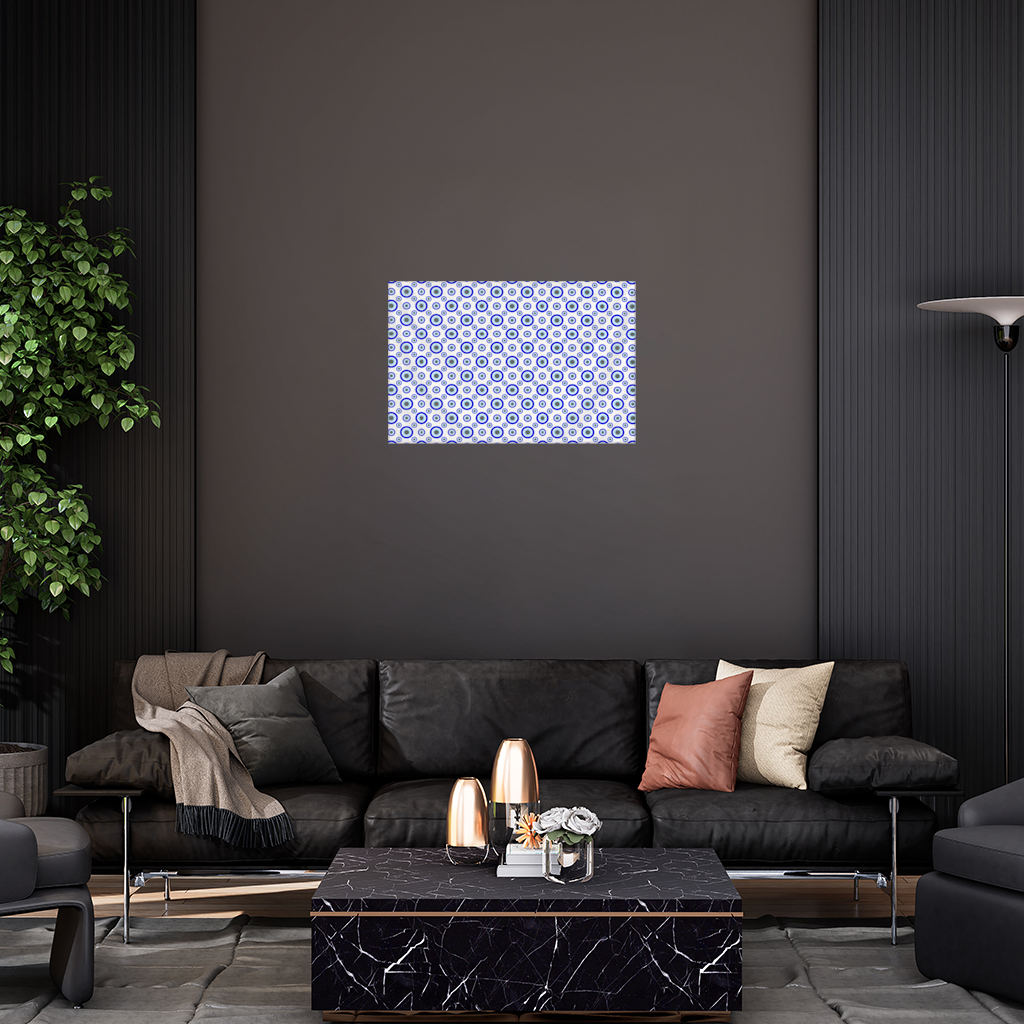Blue Evil Eye Pattern with Stars Wall Tapestry