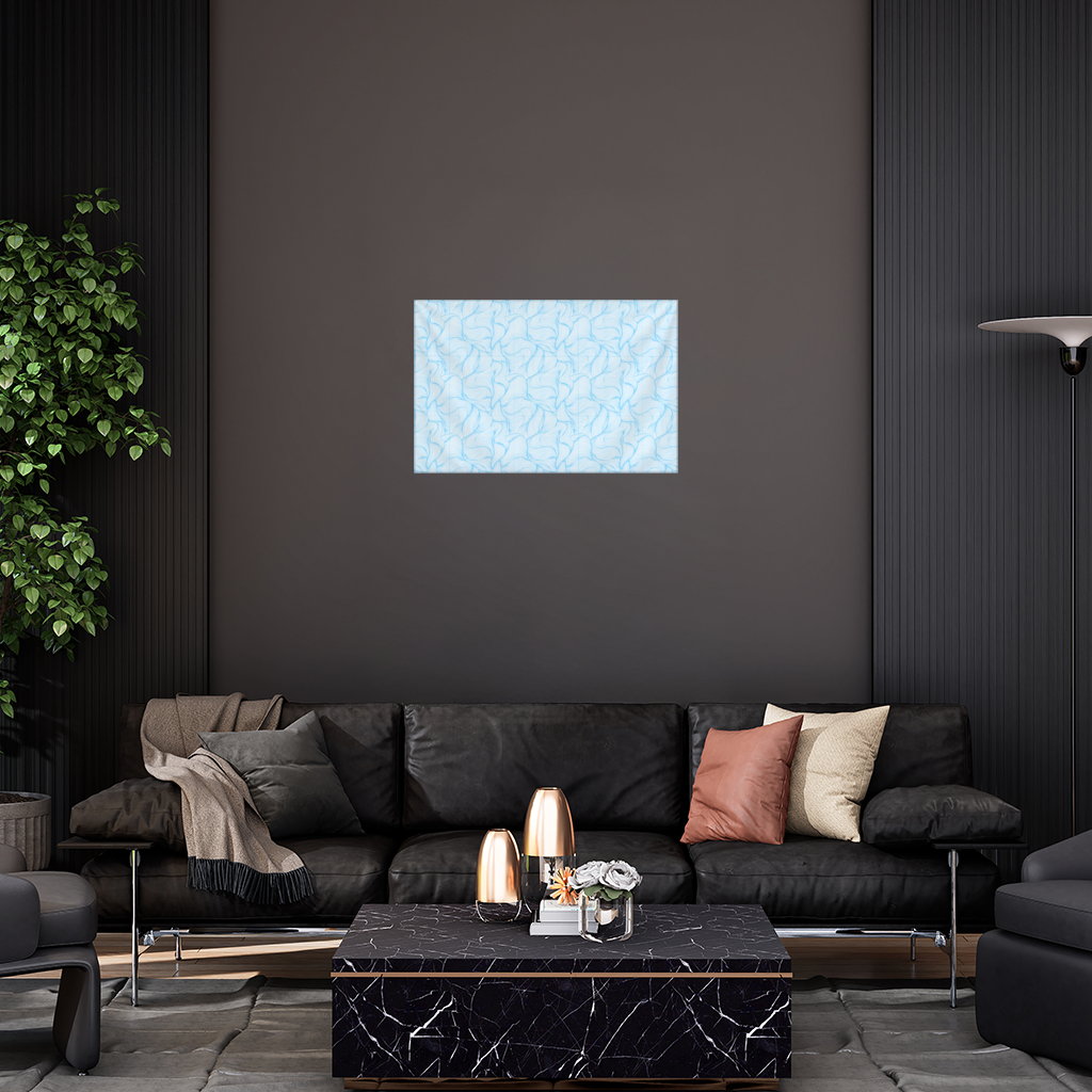 Blue Wavy Linear Abstract Pattern Wall Tapestry