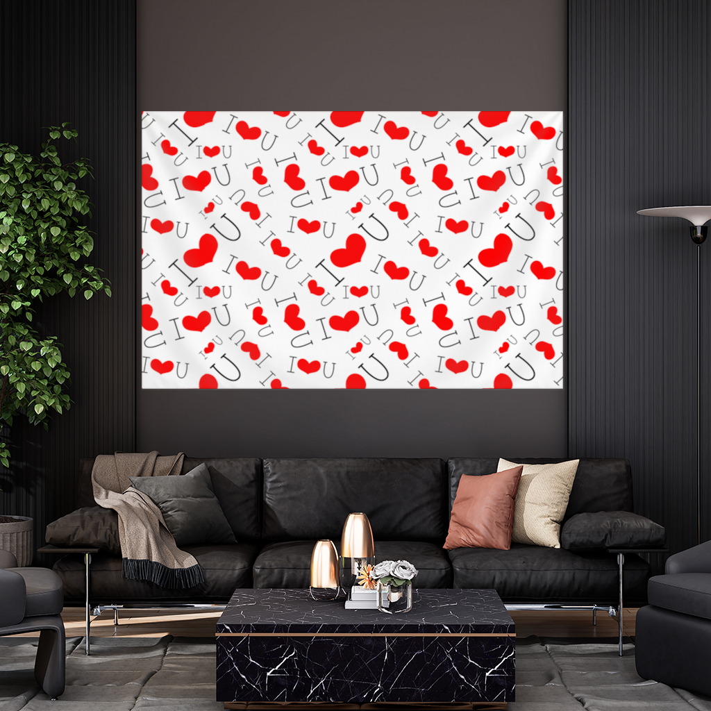Valentines Day I Love You Heart Pattern Romantic Design Wall Tapestry