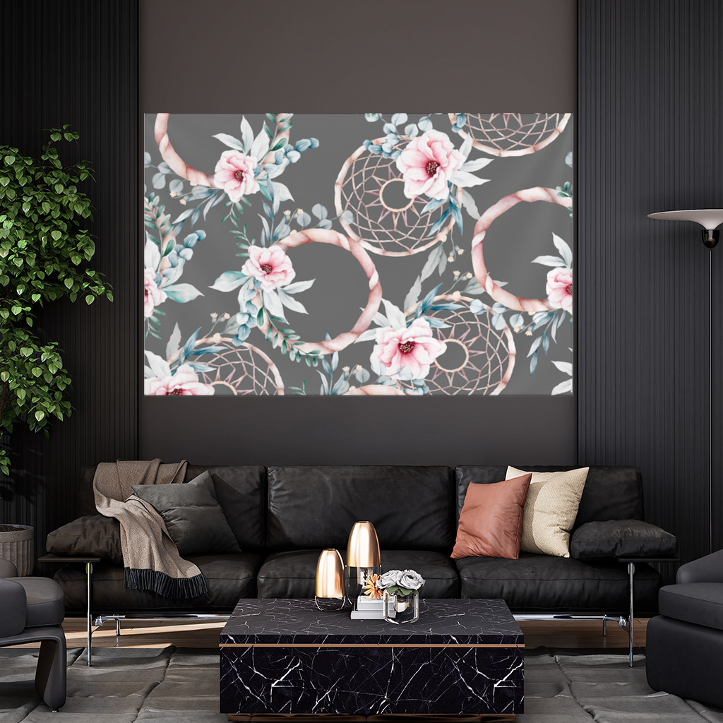 Boho Floral Dreamcatcher Pattern Wall Tapestry