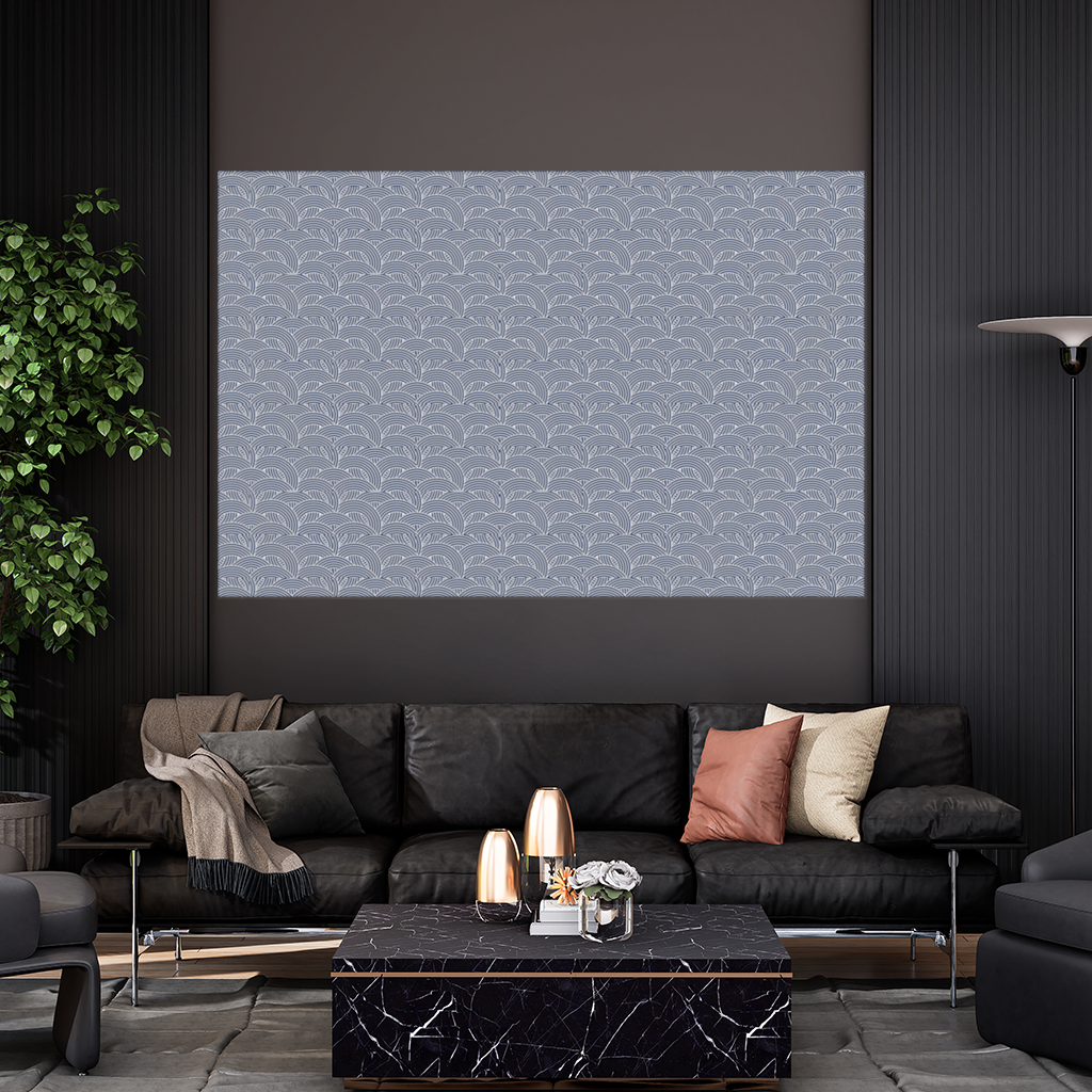 Navy and White Semi Circle Geometric Pattern Wall Tapestry