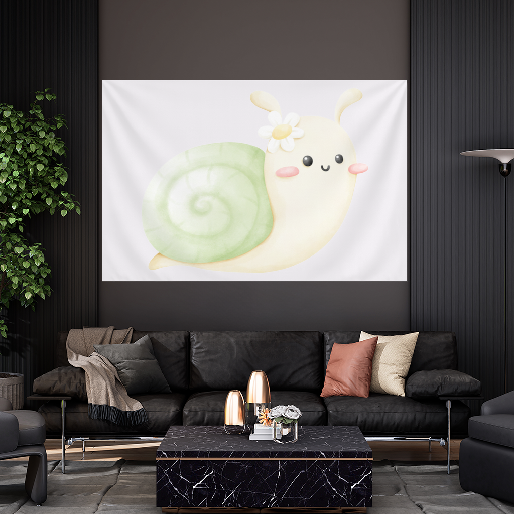 Cute Snail Illustration Wall Tapestry