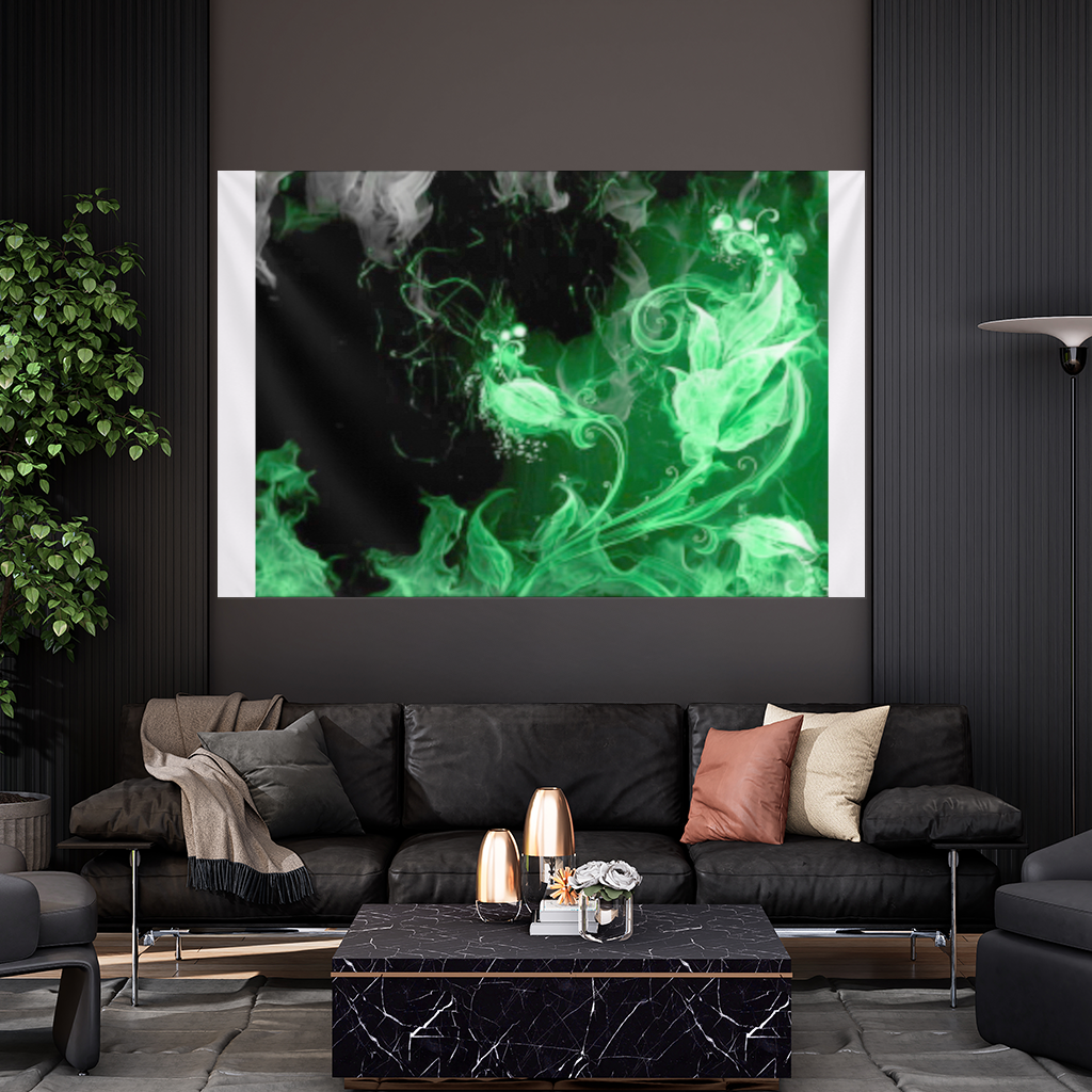 Green and black smokes Wall Tapestry