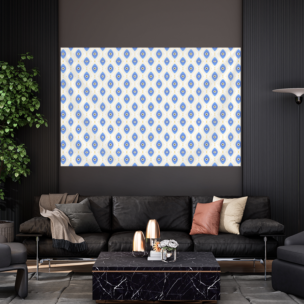 Modern Evil Eye Pattern with Sunburst Rays Wall Tapestry