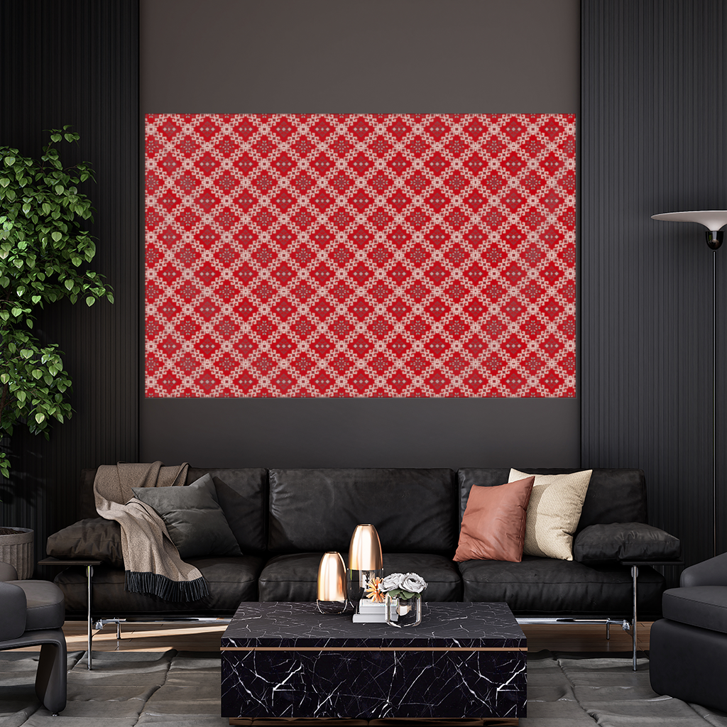 Red Ethnic Embroidery Pattern Wall Tapestry