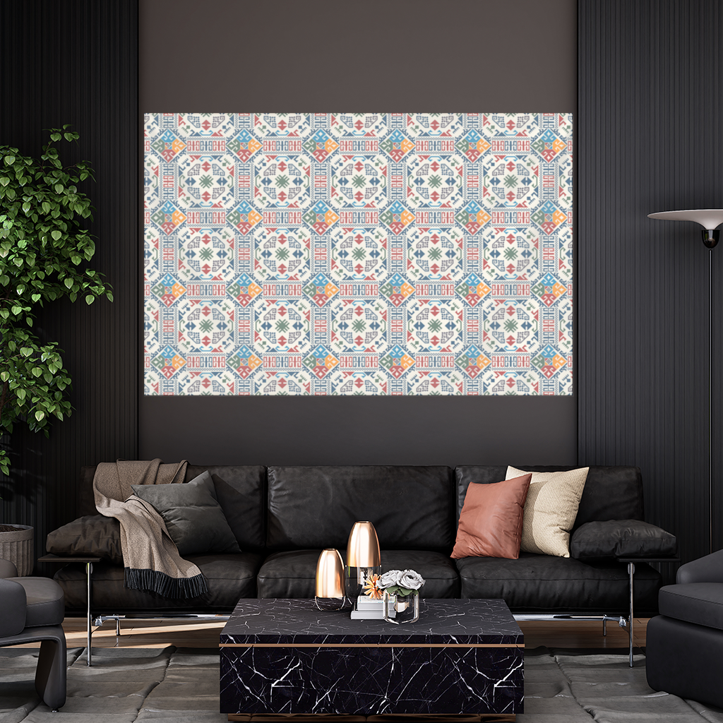 Multicolor Ethnic Geometric Motif Wall Tapestry