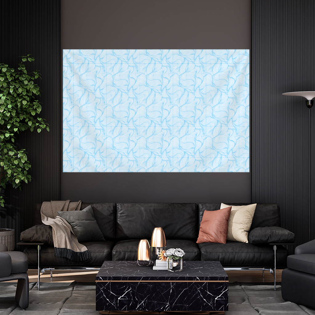Blue Wavy Linear Abstract Pattern Wall Tapestry