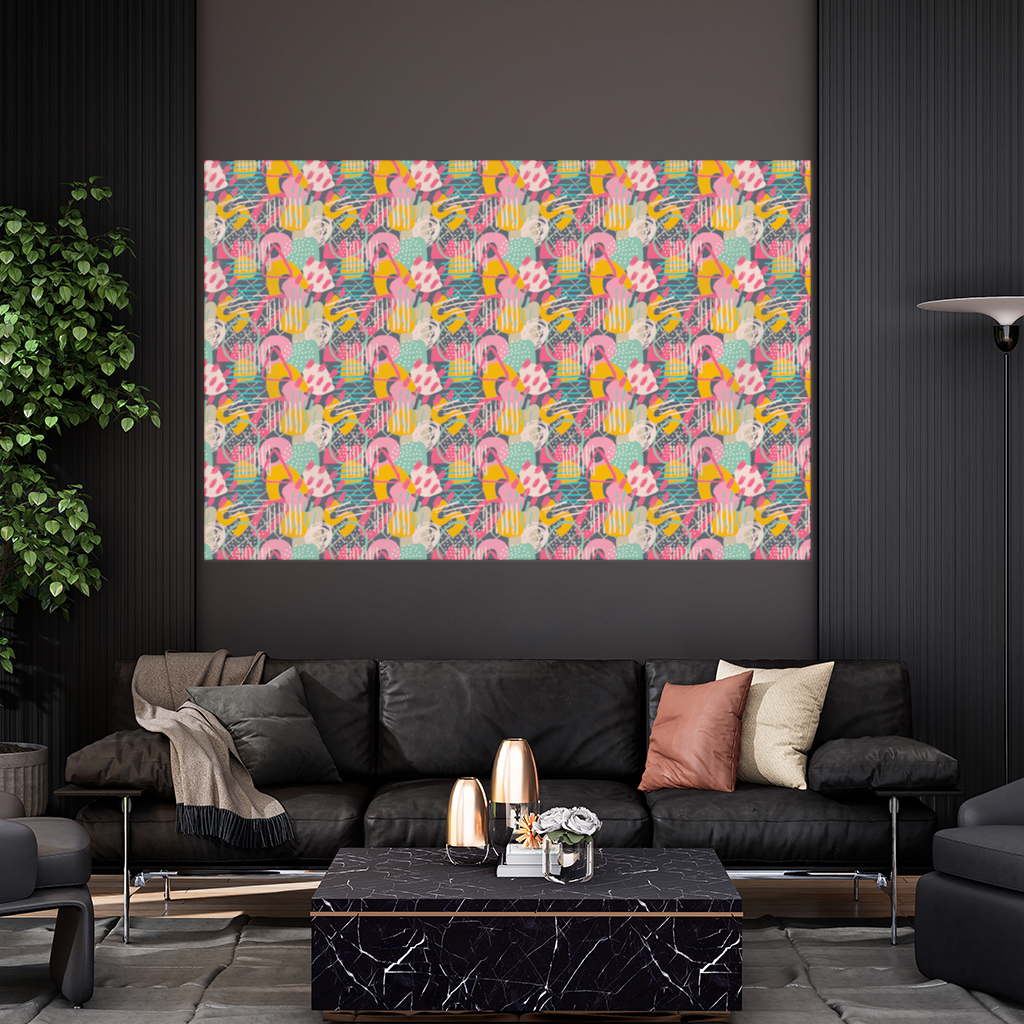 Abstract Geometric Doodle Wall Tapestry