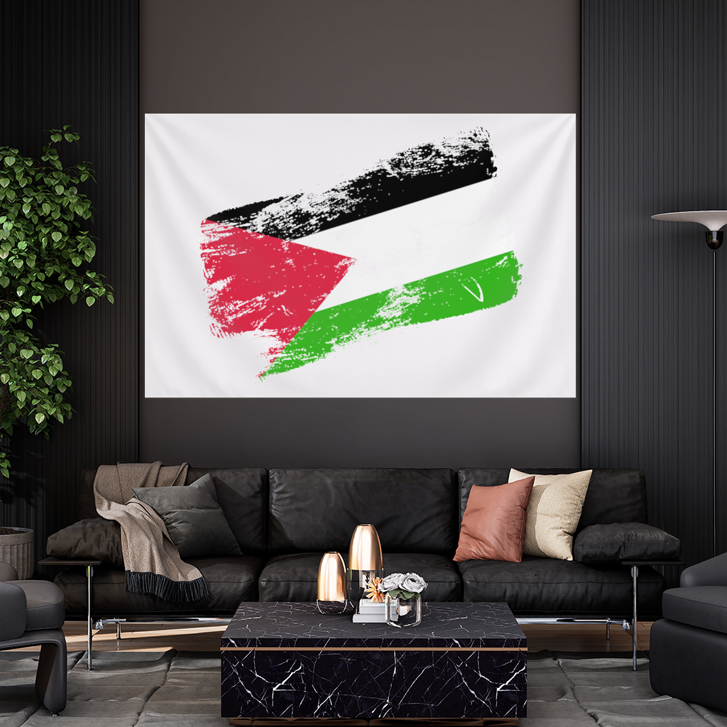 Palestine Resistance Flag Brush Stroke Wall Tapestry