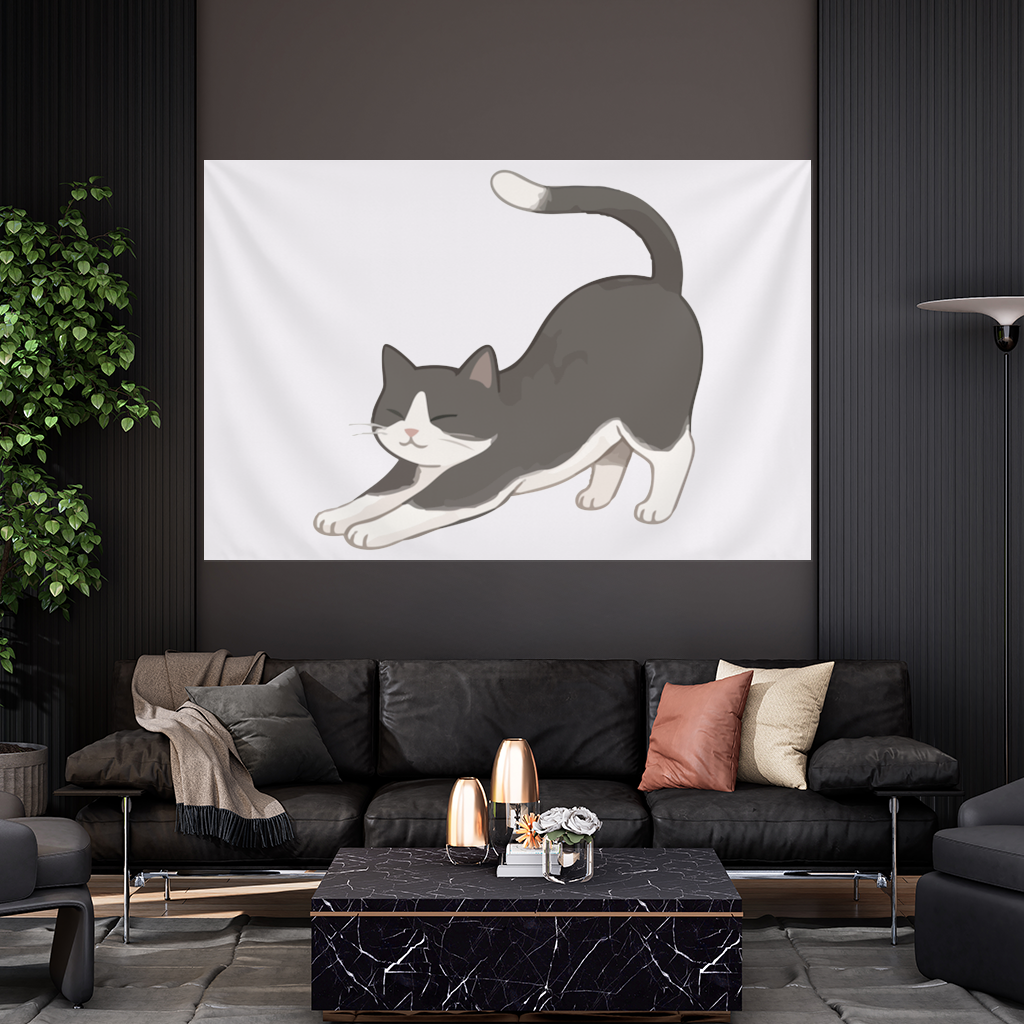 Esneyen Smokin Kedi Duvar Örtüsü