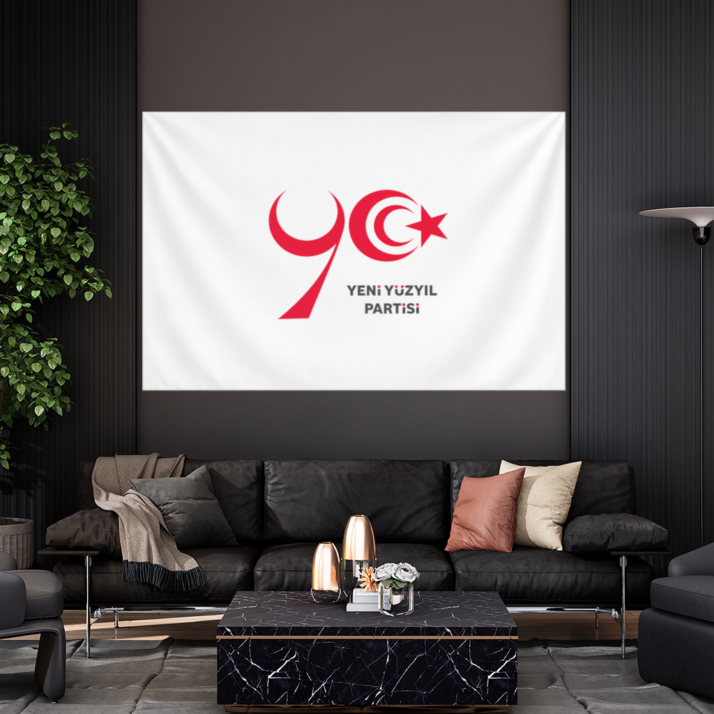 Beyaz Zemin Üzerinde Yeni Yüzyıl Partisi Logosu Duvar Örtüsü