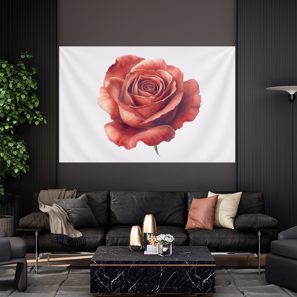 Crimson Red Rose Wall Tapestry