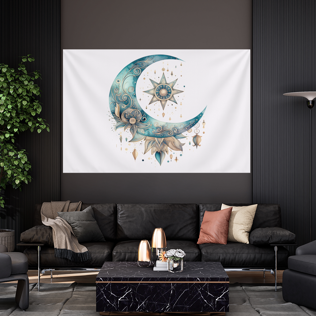Boho Celestial Sun and Moon Wall Tapestry