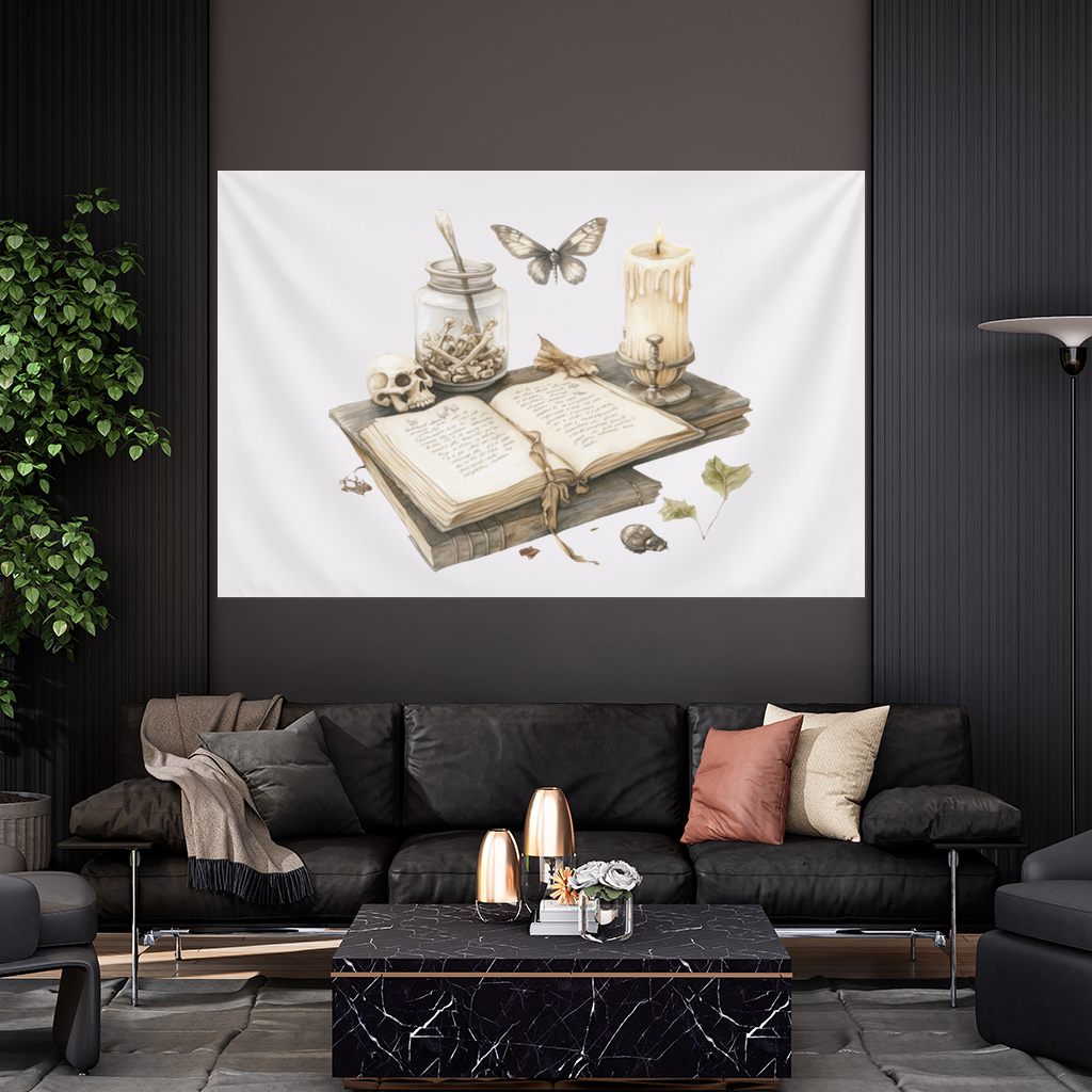 Vintage Dark Academia Grimoire Wall Tapestry