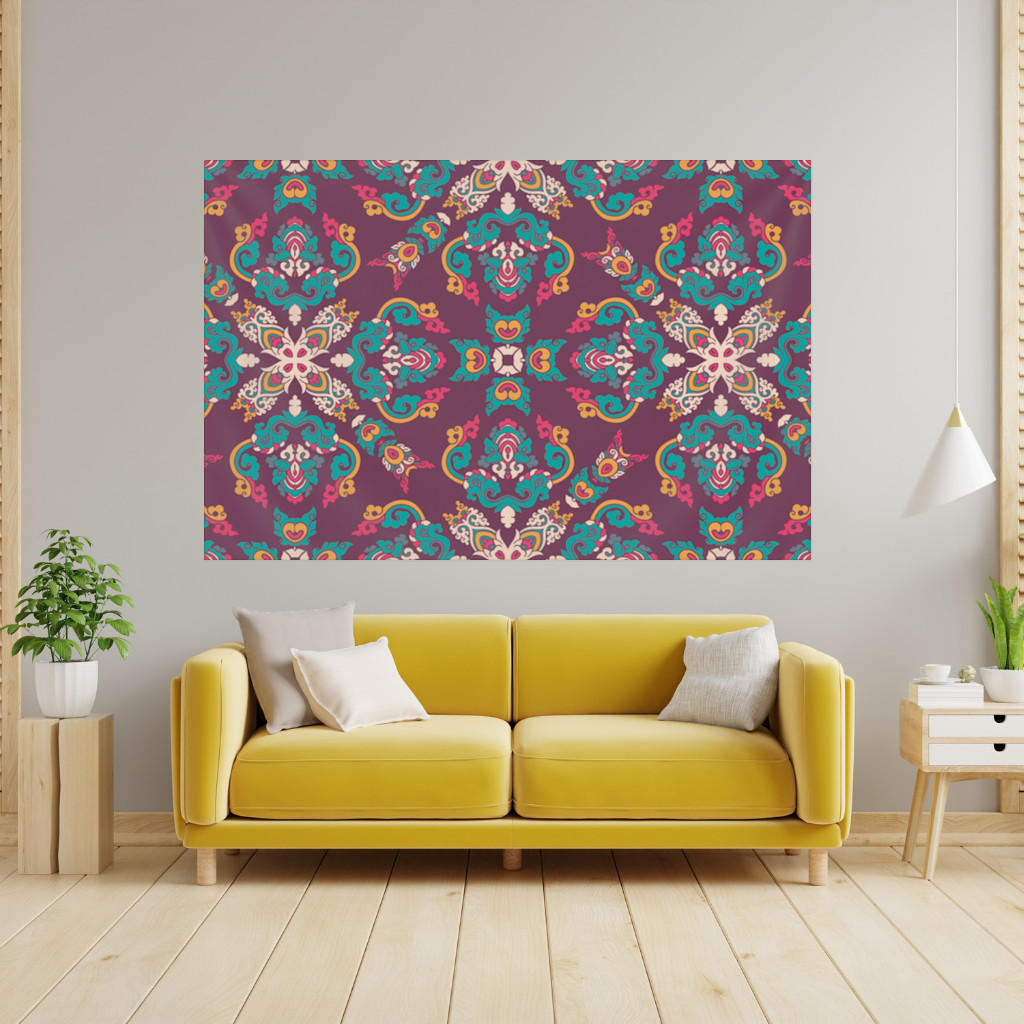 Colorful Ottoman Inspired Mandala Pattern Wall Tapestry