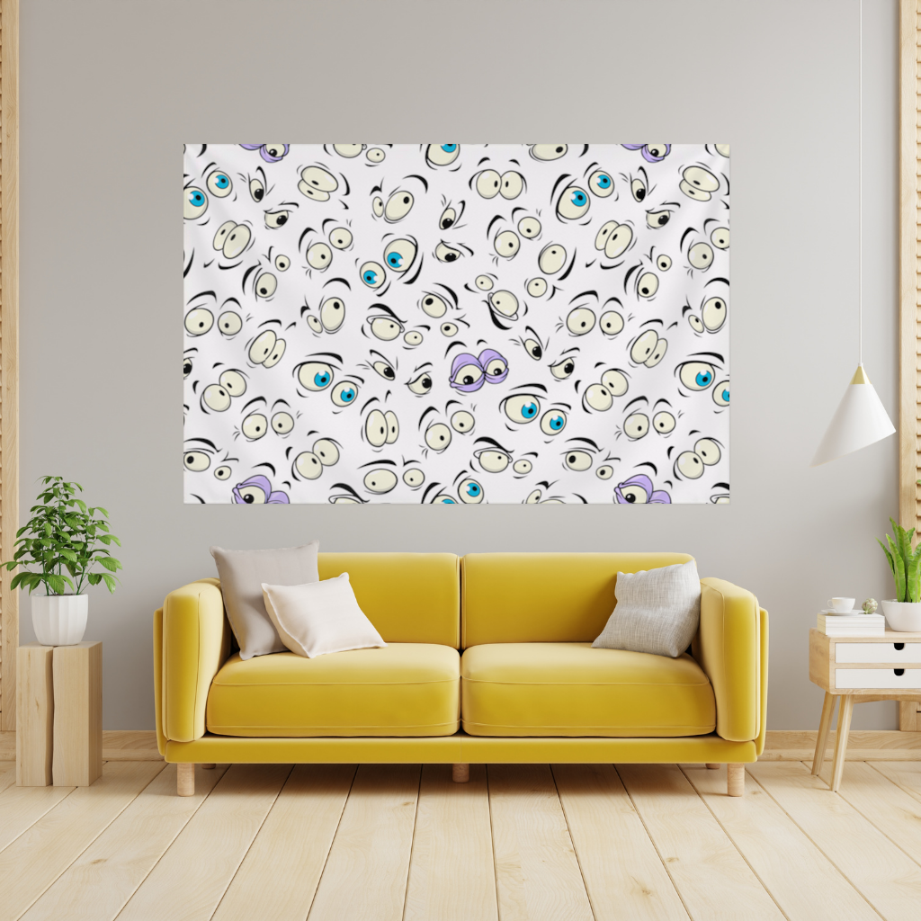 Funny Cartoon Eyes Pattern Wall Tapestry