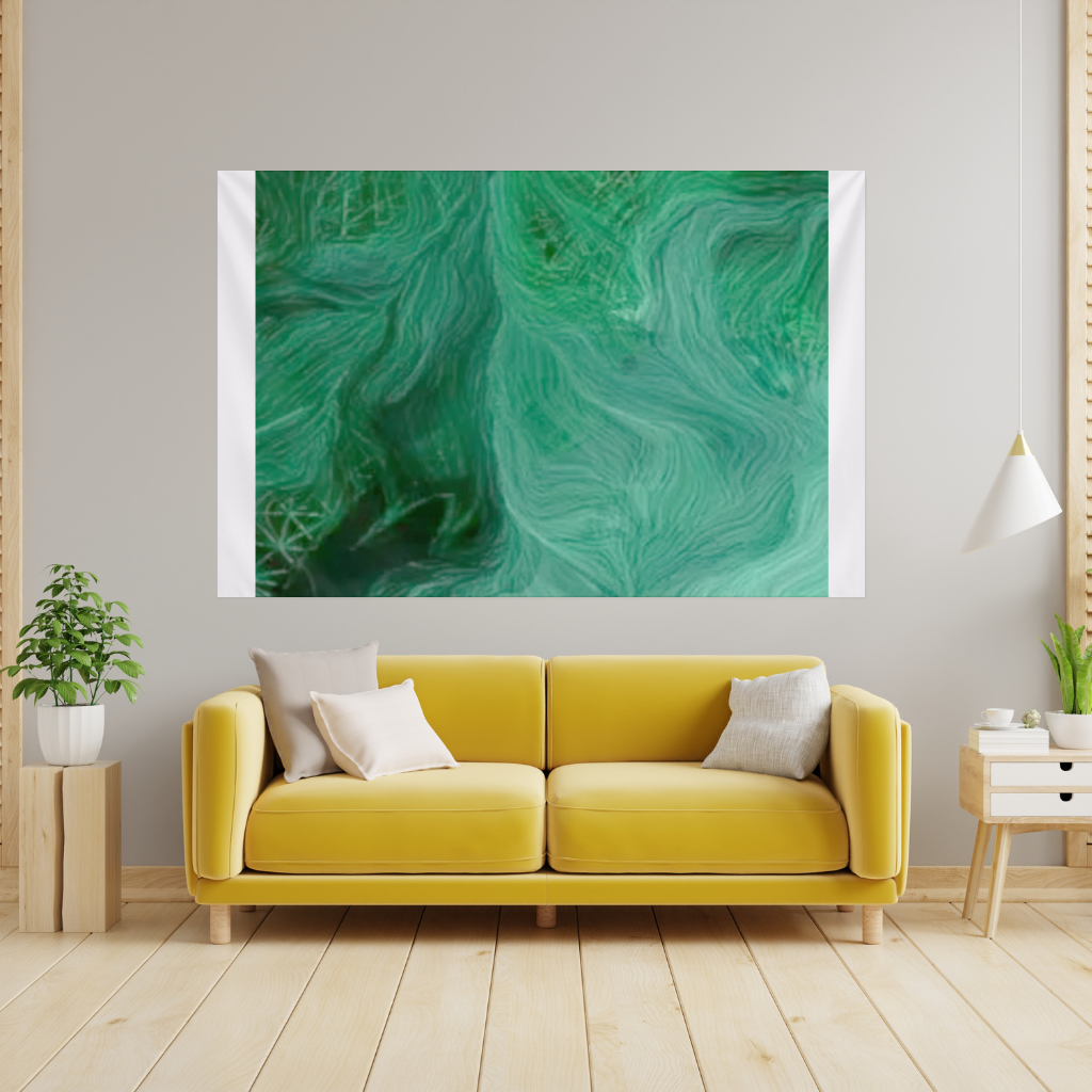 Black and green marbling Wall Tapestry