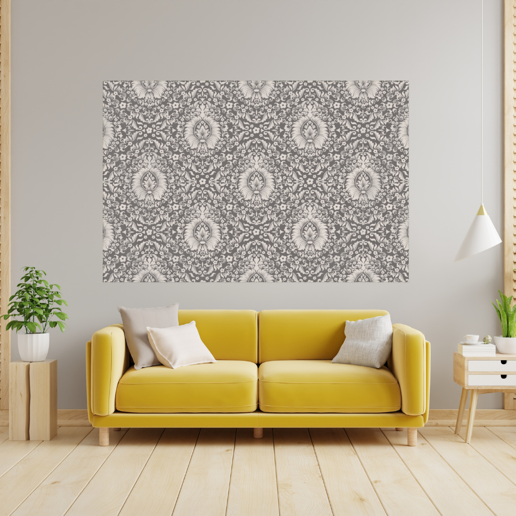 Klasik Vintage Damask Çiçekli Desen Duvar Örtüsü