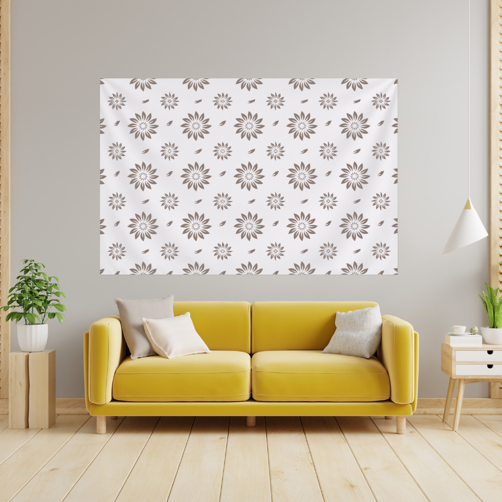 Minimalist Modern Brown Floral Pattern Wall Tapestry