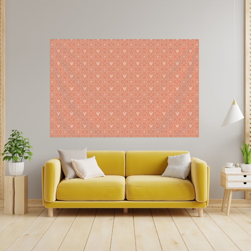 Modern Geometrik Çizgisel Terakota Desen Duvar Örtüsü