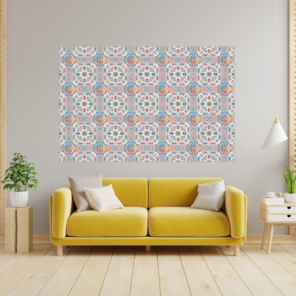 Multicolor Ethnic Geometric Motif Wall Tapestry