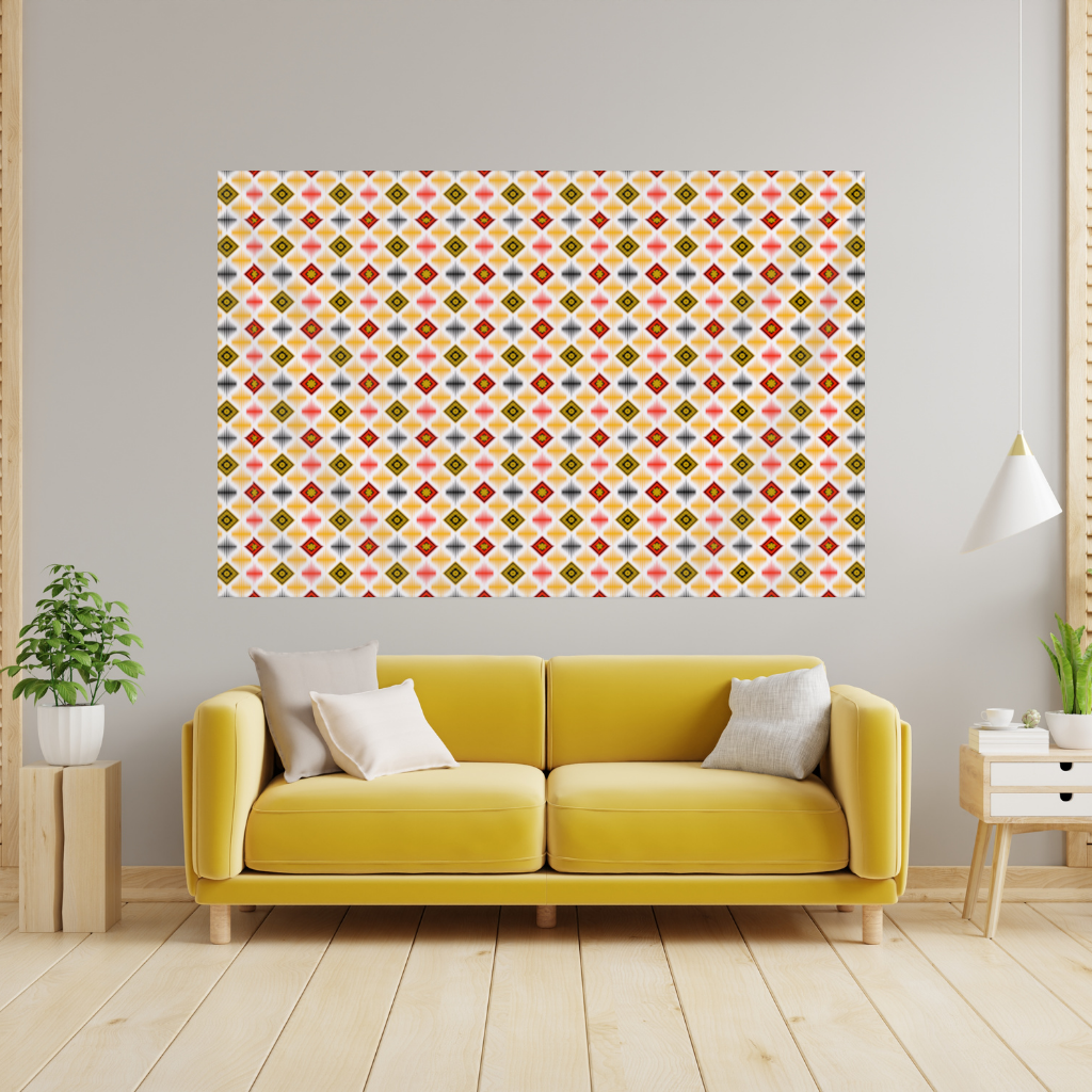 Vibrant Ethnic Geometric Motif Wall Tapestry