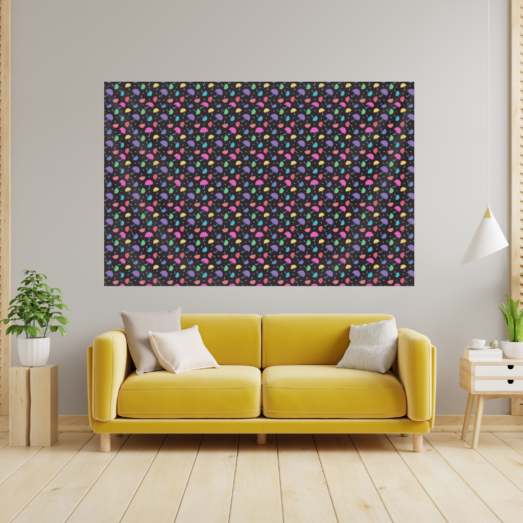 Colorful Heart Umbrellas Pattern Wall Tapestry