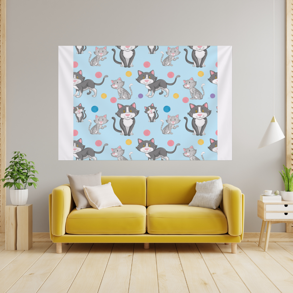 cat repeat pattern Wall Tapestry