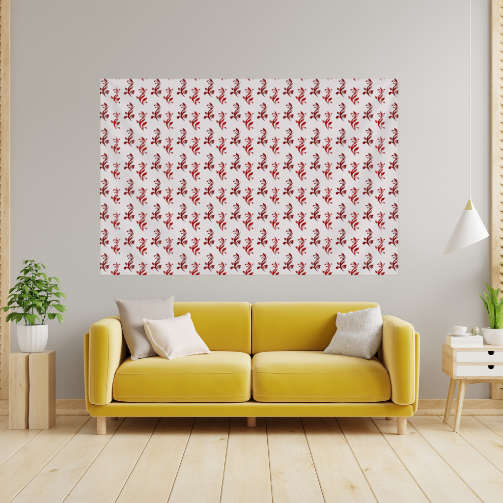 Burgundy Baroque Swirls Wall Tapestry