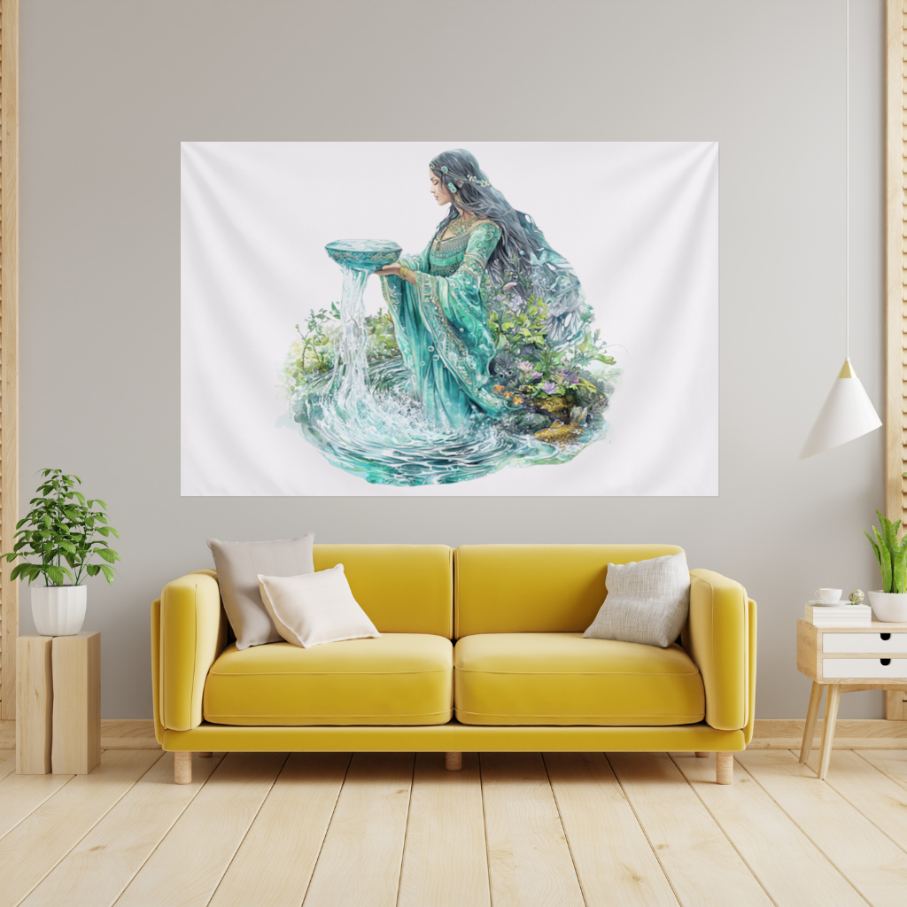 Ethereal Water Goddess Wall Tapestry