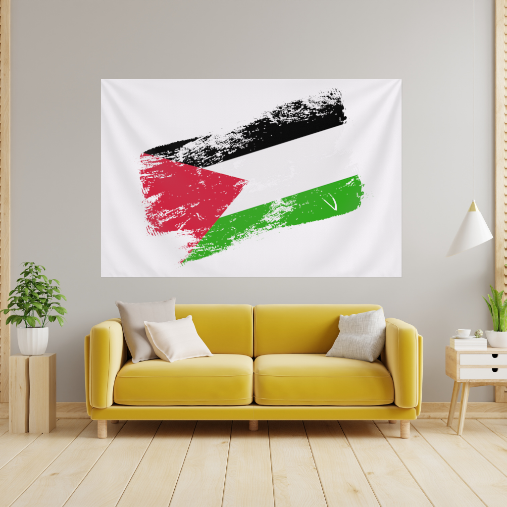 Palestine Resistance Flag Brush Stroke Wall Tapestry