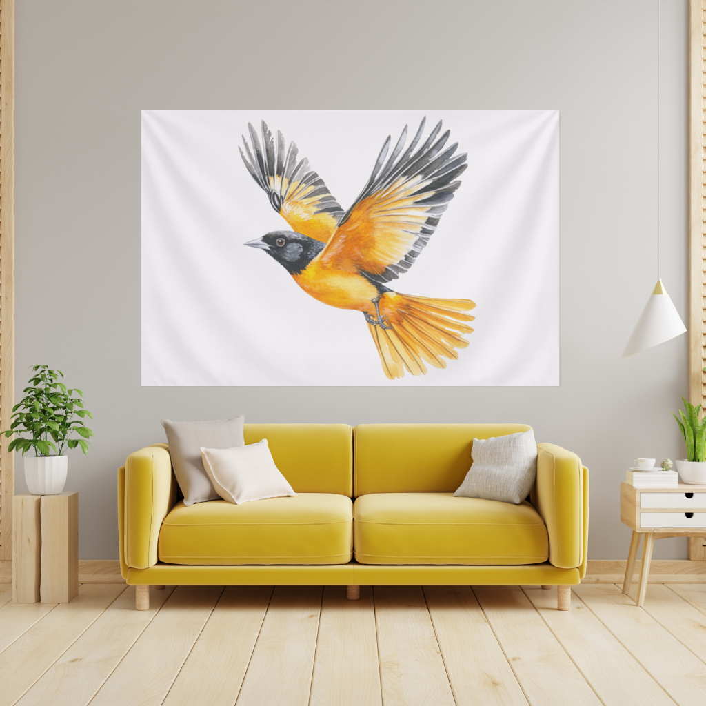 Watercolor Baltimore Oriole Wall Tapestry