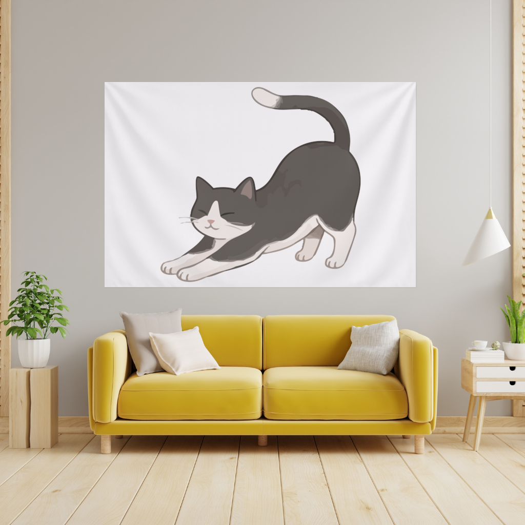 Esneyen Smokin Kedi Duvar Örtüsü