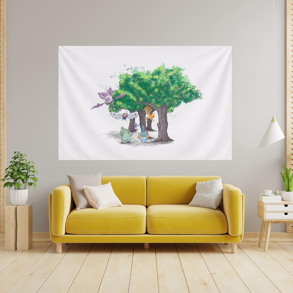 Fanmade Fakemon Characters, happy friends, anime characters Wall Tapestry