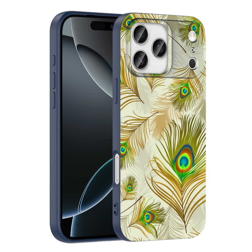 Elegant Peacock Feathers and Exotic Nature Seamless Pattern iPhone 17 Pro Max Case
