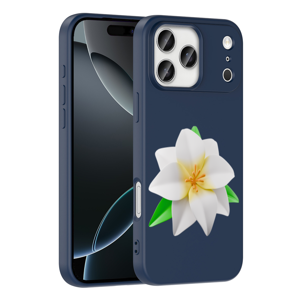 3D White Lily Flower Illustration iPhone 17 Pro Max Case