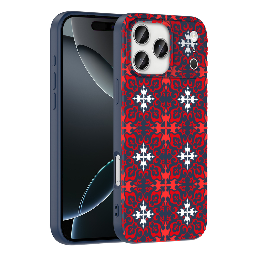 Red and White Traditional Tile Style Pattern iPhone 17 Pro Max Case