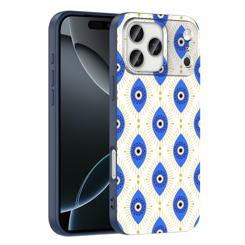Modern Evil Eye Pattern with Sunburst Rays iPhone 17 Pro Max Case