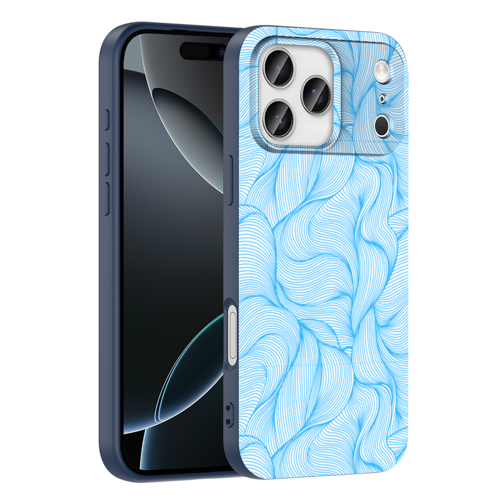 Blue Wavy Linear Abstract Pattern iPhone 17 Pro Max Case