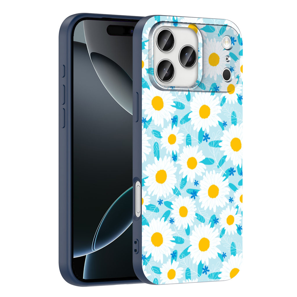 Papatya Bahçesi ve Turkuaz Yapraklar iPhone 17 Pro Max Kılıfı